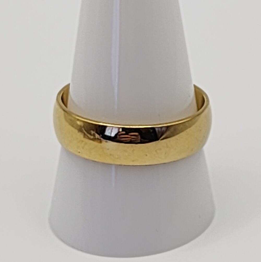 Size 10 Plain Gold-Plated Titanium Steel Band Ring Minimalist Classic